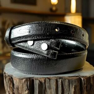 Rod Patrick Boot Makers Western Belt Genuine Black Ostrich Leather Size 32-34